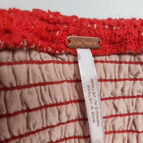 Free People Red Crochet Strapless Dress With Tie Detail Size L - Picture 16 of 16